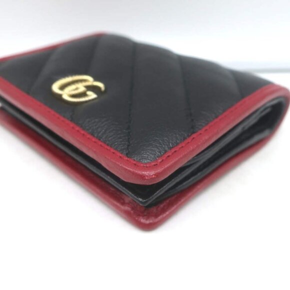 Gucci Torchon GG Marmont Card Case Wallet Black Diagonal Matelasse Leather - Picture 9 of 14